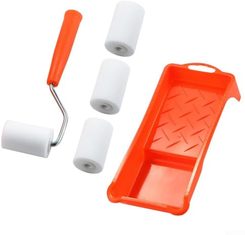 Juego de rodillos de pintura de espuma de 2 pulgadas con 4 rodillos de esponja de alta densidad, bandeja de pintura para muebles del hogar, esquina de pared, pintura de espacio pequeño