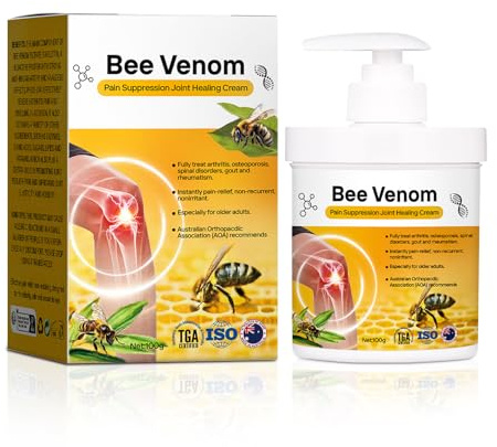 Bienengift Creme 100g, Gelenk Massagecreme mit Kurkuma & Glucosamin | Für Knie, Rücken, Nacken und Schultern geeignet – ideal für Massage, Sport, Bewegung und tägliche Körperpflege