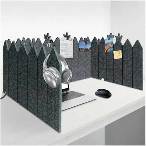 BXI Foldable Felt Desk Divider, 16.5 x 86 Inches Non-Tip Privacy Panel Partition, Versatile Cubicle Shield with Clips for Hanging Notes & Items, Acoustic Table Screen for Office Home Classroom