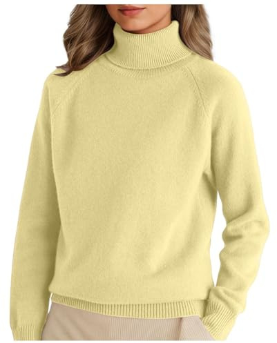 HANXIULIN Sweatshirt Damen ohne Kapuze gestreift Pullover Winter Warm Rollkragenpullover Weich Bequem Langarmpullover Frauen Winterpullover Stehkragen Strickpulli Langarm Rolli Sweater Pullover Damen