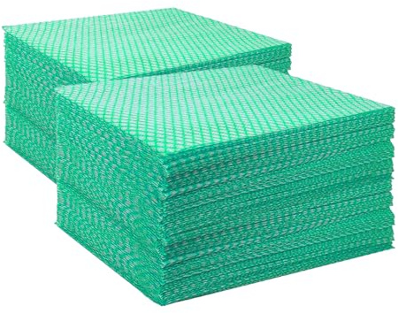 Faliuepe Disposable Dish Cloths Heavy Duty Disposable Cleaning Cloths for Kitchen Multi-Purpose Green Dish Rags 100 Count/Pack