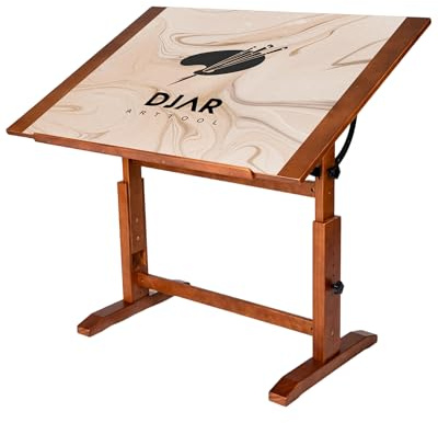 DJAR Zeichentisch 106 x 76cm, Höhen- und Neigungsverstellbar aus Holz | Große Arbeitsfläche, Studio-Malttisch für Künstler, Handwerkstisch, Zum Schreiben, Lesen und Arbeiten im Studio oder zu Hause