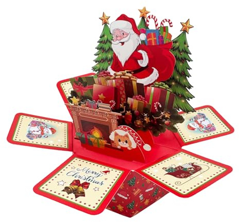 Weihnachtskarten 3D Pop Up, Weihnachtskarten mit Umschlag Set, 3D Weihnachtskarte, Weihnachten Karten Pop Up Karte, Weihnachtsgrußkarte Weihnachtsmann, Weihnachten Grußkarten Weihnachtsgeschenke (B)