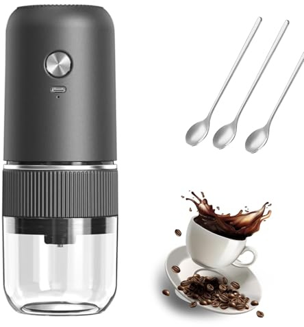 Molino de café eléctrico con capacidad de 50 g, configuración de molienda ajustable, diseño portátil y resistente, molino de café de muelas para espresso, hogar, viajes, camping black