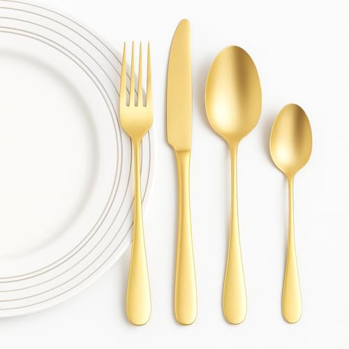 Cecaro Group – Set 24 Pezzi di Posate in Acciaio Inox Oro | Servizio Completo per 6 Persone
