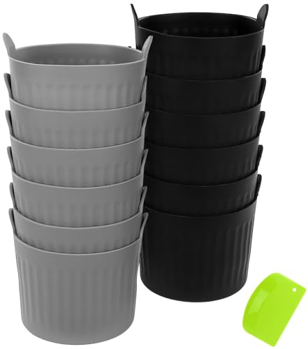 DAVIDJAMESCLARKE 12 stampi per muffin in silicone per airfryer, stampi riutilizzabili per muffin, muffin, torte, uova, con 1 raschietto