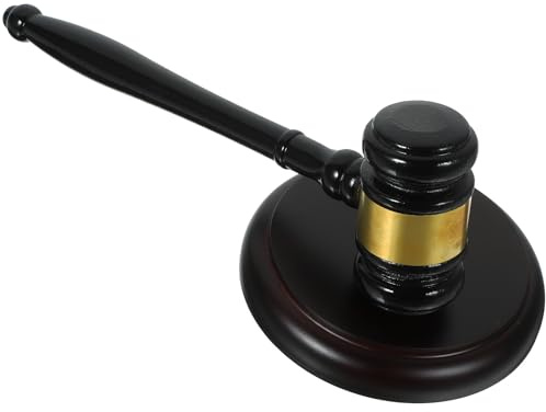 EXCEART Mazo de Juez de Madera Maciza para Subasta Base de Madera, 2 Piezas, Martillo de Corte y Adorno de Mazo, Herramienta para Tribunal y Oficina, Martillo para Juez y Subastador