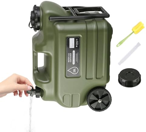 Genérico Garrafa De Agua con Grifo,Dispensador Portátil Antifugas con Ruedas 28 L - Bidón Grande para Agua | Actividades Al Aire Libre, Pícnics, Coche, Senderismo, Supervivencia, Hidratación