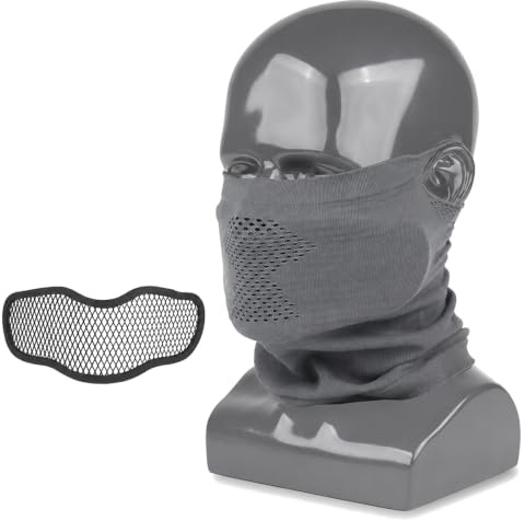 Masque Grillage Airsoft Cagoule avec Protection Acier Amovible, Demi Visage Visière Respirante for Paintball Cyclisme(Gray)
