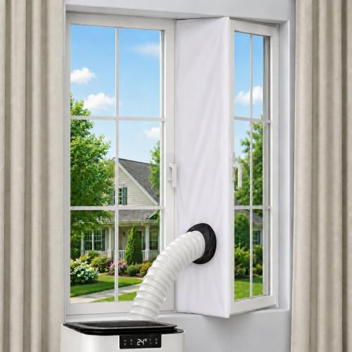 Seal de ventana actualizada para acondicionadores de aire con manguito especial para el sellado de pantalones, inclinación y giro de Windows, instalación sin herramientas (300 cm)