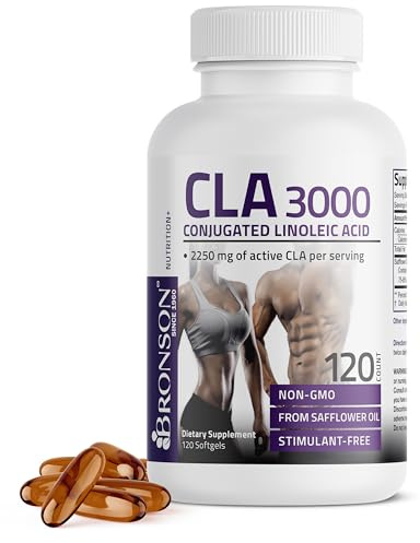 Bronson CLA 3000 Extra High Potency Supports Healthy Weight Management Lean Muscle Mass Non-Stimulating Conjugated Linoleic Acid 120 Softgels
