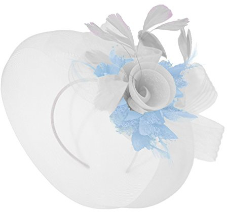 Vit fjäder blomma fascinator hatt slöja nät pannband klämma Ascot Derby tävlingar bröllop