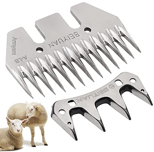 MUALROUS 13T Lame de cisaillement droite et peigne de rechange pour tondeuse à chèvre électrique en laine - Ciseaux à laine - Ciseaux à poils d'animaux (13 dents droites)