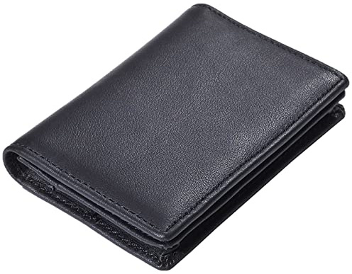 Easyoulife RFID Genuine Leather Bifold ID/Business Credit Card Case Holder for Men Slim Front Pocket Wallet Button(Black)