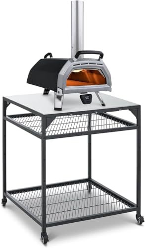 Ooni Large Modular Pizza Oven Table - 31x31x35 Inch Stainless Steel Grill Stand, Barbecue Cart, Outdoor Pizza Station