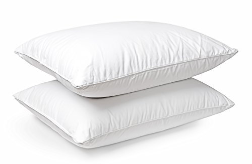 EDS Duck Feather & Down Pillows 2 Pack - Super Comfort for Restful Sleep Microfibre Cover - Hypoallergenic & Anti Dust Mite Pillow for Back Pain Relief (50x75cm) (PACK OF 2)