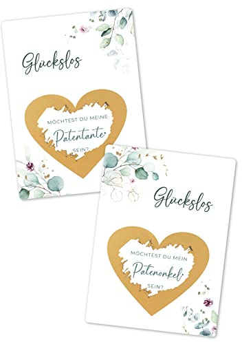 Joli Coon Rubbelkarten Set, Patenonkel und Patentante fragen | 350g Designerpapier, fühlbare UV-Lack-Veredelung, für eine besondere Patenfrage, Premium-Papeterie