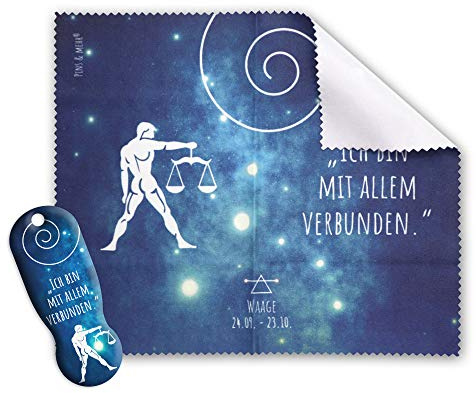 Sternzeichen Geschenk Set „WAAGE“(24.09.-23.10.) – Brillenputztuch Mikrofaser und TRIGGI® Schlüsselanhänger Einkaufswagenlöser