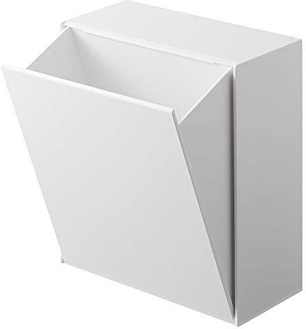 YAMAZAKI Tower Film Hook Selbstklebende Aufbewahrungsbox, weiß | ABS-Harz, Freistehend oder Wandmontage ohne Bohren, Auch als Kosmetikeimer, 8.7-16 x 17 x 20 cm, Japanisches Design