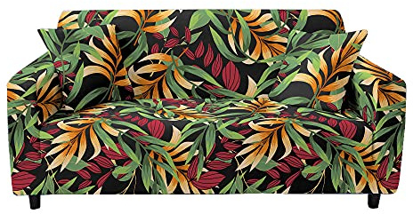 FANSU Stretch Sofabezug Antirutsch Sofaüberwürfe mit Armlehnen, 3D Tropischer Regenwald Ecksofa L Form Sofa/Couchbezug/Sesselbezug für Wohnzimmer Wohnkultur (Dschungel,2 Sitzer(145-185cm))