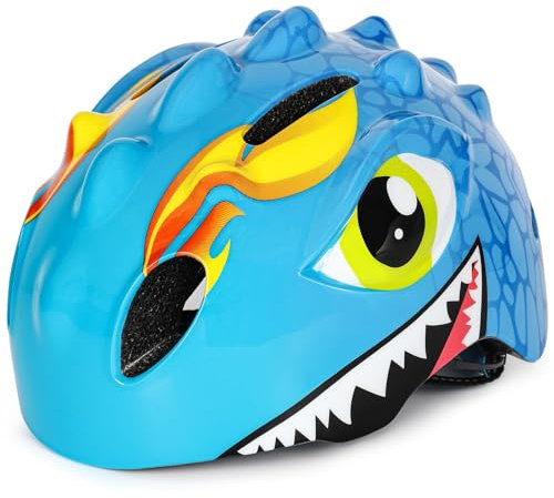 VICTGOAL Fahrradhelm Kinder zu Radsport Niedliche Cartoon 3D Gestaltet Kinderhelm für Fahrrad Skateboard Rollschuh für Jungen und Mädchen Verstellbare Größe (S (50-54 cm), Blau)