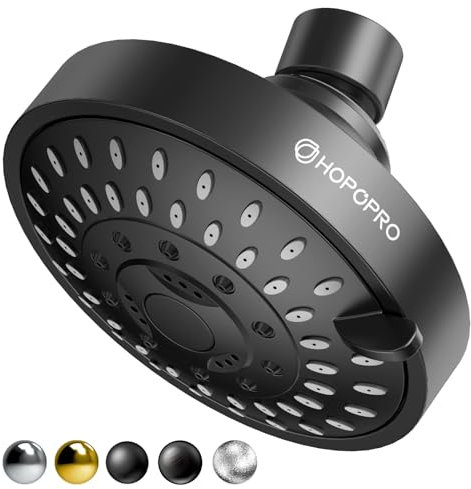 HOPOPRO 5-Mode High Pressure Shower Head - Consumer Reports, The Washington Post, NBC News, TODAY TV Show Recommended - High Flow Fixed Showerheads Bathroom Rain Showerhead (4 Inch Matte Black)