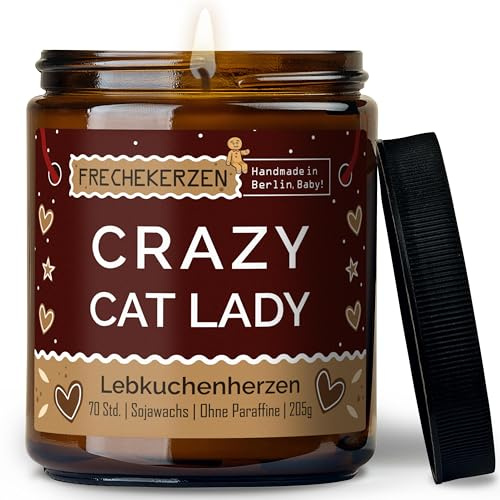 Lustige Duftkerze mit Spruch für Katzen Besitzer & Liebhaber | Handgemacht aus Sojawachs | In Geschenkbox | Nachhaltiges Valentinsgeschenk Gastgeschenk Katzenhalter Cat Lovers |Lebkuchen