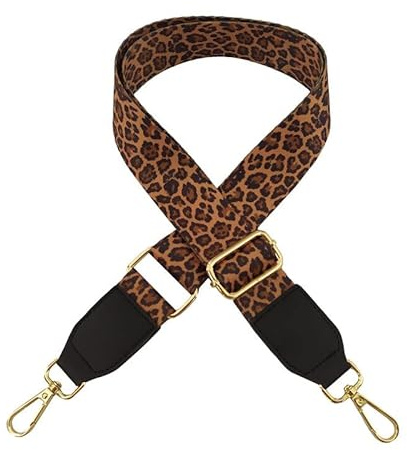 Verstellbarer Schulterriemen für Taschen,80-130cm Taschengurt mit Gold Karabiner 3,8cm Breit Leopard Muster Schultergurt Taschenhenkel Tragegurt Umhängegurt für Handtaschen für Damen DIY Zubehör,#10