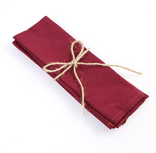 ZOYIEP Stoffservietten, 100% Leinen, 6er + 4er Set, Weinrot, 30cm x 45cm, Hochzeit, Deko
