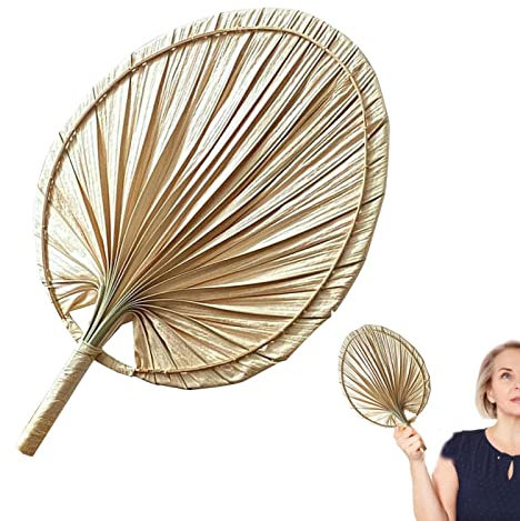 Abanico de Mano de Hoja de Palma, Abanico de Mano de Hoja de Palma Natural, Abanico de bambú de Mano, Abanico de Paja para el Verano, Abanico Mano Abanico de Hoja de Punto Hecho Mano