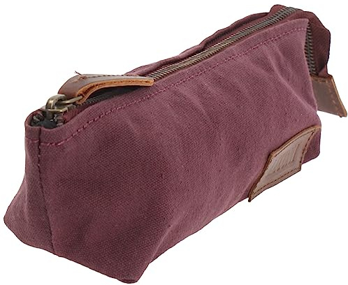 LECONI Stiftemappe Federtasche Mäppchen für Stifte Federmappe Utensilientasche Stifteetui Damen + Herren Canvas Leder 22x8x4cm LE9026-C