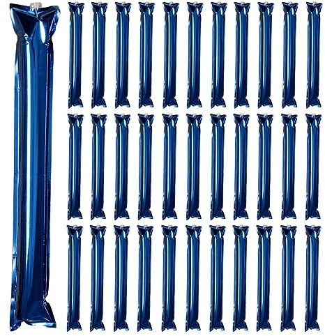 Lovecheer 50PCS Metallic Blue Thunder Sticks Noise Makers Bam Bam Inflatable Spirits Sticks for Sporting Events Adults Basktball Hockey Company Competition Cheering Squad
