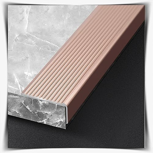 ZJIEX ILOOXI Aluminium Treppenkantenprofil Winkelprofil Anti-Rutsch Treppenkante Treppenkantenschutz, L-Form Treppenprofil, Für Parkett Und Laminat(Purple Gold,L90cm-W4cm)