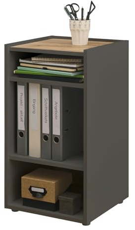 Furn.Design Aktenregal Standregal in grau matt und Eiche Wotan Holz Büroschrank für Homeoffice und Büro Kommode Ordnerregal 40 x 70 cm Center (Regal)