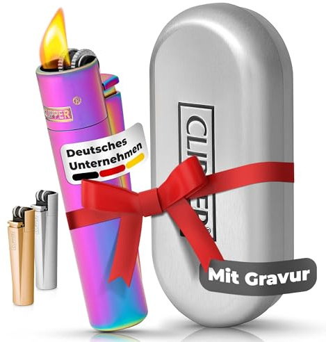 Gravurtastisch Clipper Feuerzeug mit Gravur | Personalisiertes Gasfeuerzeug aus Metall | Feuerzeug mit Name | Personalisiertes Geschenk (ICY)