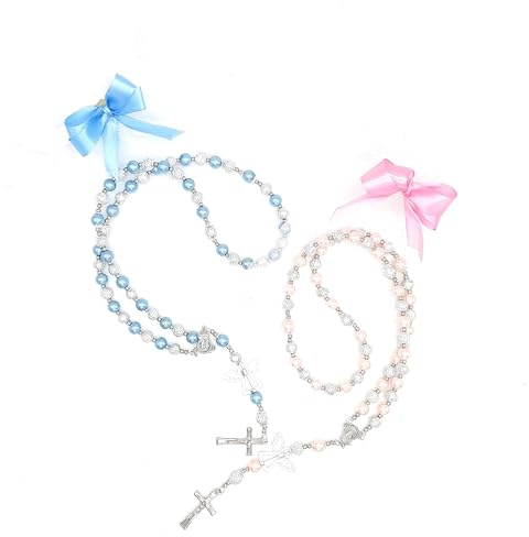 Handmade by M & B Rosenkranz mit Namen personalisiert Taufe Kommunion Konfirmation Geschenk