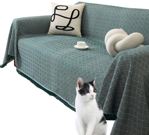 Waffelüberwurf für Sofas, groß, 3- oder 2-/4-Sitzer, L-Form, gewebt, grau, Ecksofa-Überwurf, Decke mit Quasten, wendbar, große Überwürfe für Sofas, Couch, Liebessitz, Doppelbett und Sessel,