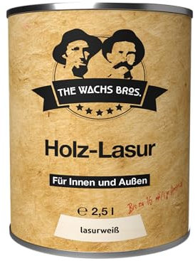 the wachs bros. Holzlasur Weiß für Innen und Außen - 2,5 L - natürliche Inhaltsstoffe - dauerhafter Schutz