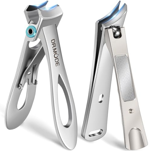 DRMODE Nail Clippers for Men Thick Nails, Slanted Large Toe Nail Clippers for Thick Nails for Seniors with Wide Opening, Sharp Upgraded Ingrown Toenail Clippers