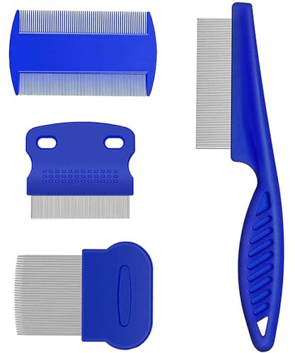 Kamm für Katzen und Hunde, 4 Stück Flohkamm für Hunde und Katzen, Kämme für Katzen und Hunde, Remove Float Hair Tear Marks Tick Removal Tool, geeignet für Hunde und Katzen