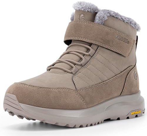 FitVille Mens Winter Snow Boots Extra Wide Warm Shoes | Snow Boots,Non-Slip,Winter Warm,Extra Wide,Comfortable,Outdoor,Wide Width,Lightweight,Adjust strap,Keep warm,Fashion,Casual