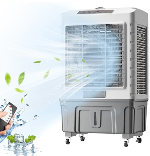 Enfriador de Aire, Enfriador de Pantano Portátil de 3 Velocidades con Tanque de Agua de 50 L/55 L, Oscilación de 120°, Ventilador Enfriador de Agua 3 en 1 para Interiores, Exteriores, Garaje(Size:60*4