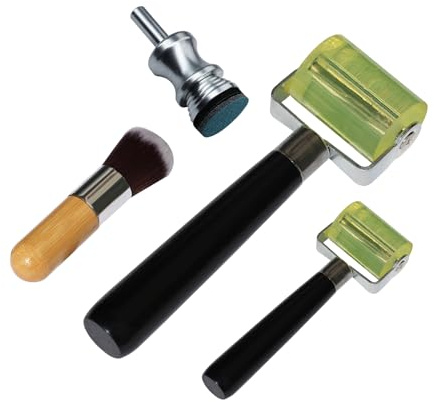 2,5 cm och 5 cm bladsömsrulle, utjämningsverktyg, dammborste, för snurrbar metallblad i fordonsklass (rulle och damm), 1 tum bladspinner-verktyg låser upp 3D-effekter, förbättrar guld- och silverblad