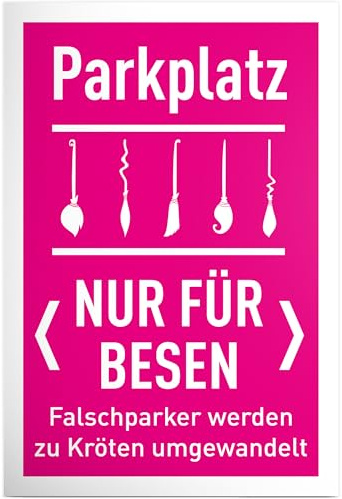 DankeDir! Parkplatz Besen Hexen - Kunststoff Schild 30 x 20 cm - Frauen Geschenk Geburtstagsgeschenk Geburtstag Freundin - Geburtstagskarte Partydeko Geschenkidee Geburtstagsdeko