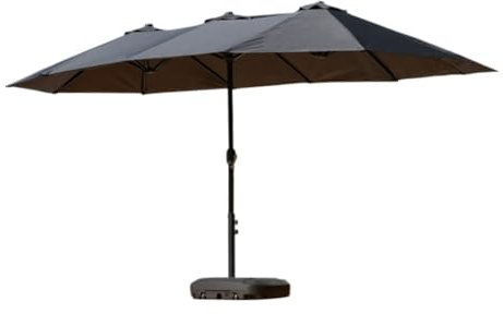 MCLIUJIA Gartenschirm Doppelseitiger 14,9 Fuß Terrassenschirm Mit Sockel Outdoor Market Extra Großer Regenschirm Mit Kurbel Für Terrassenrasen Sonnenschirm(F)