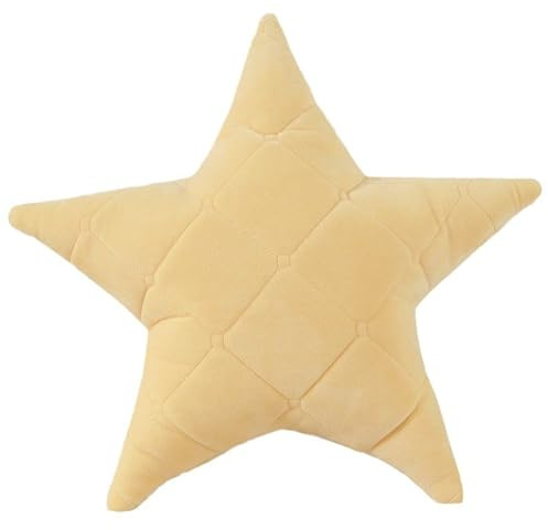 Ueiwffzo Kuschelkissen Sterne Kinder Zierkissen, Flauschiges Sternekissen Kinderkissen, Sterne Dekokissen Plüschkissen für Baby Kinder Erwachsene (Gelb)