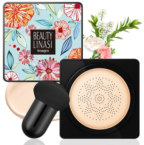 CC Cream med svamp lufthuvud kudde, BB-kräm, varaktig fuktgivande concealer, krämfoundation full täckning för smink, CC krämkudde, lätt att applicera (elfenben)