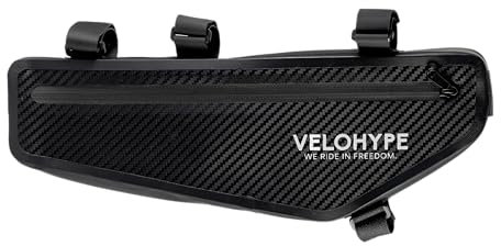 Velohype® Bikepacking Rahmentasche | 3 Liter | 100% Wasserdicht | extrem Fester Halt | reissfestes Carbon-Hydroguard Material | für Gravelbike, Rennrad, MTB und Touren Fahrräder | inkl.Schutzaufkleber