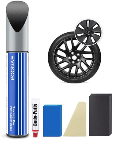 EVOOOR Photon Grey Tesla Kit de stylo de retouche pour jantes Tesla Model 3 18 2024 Correspondance exacte – Réparation des rayures et des éclats (gris photon)
