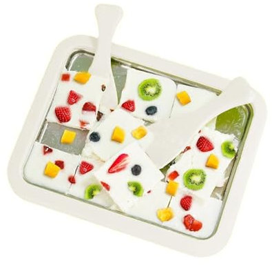 Eabdice Macchina per Gelato Istantaneo, Rolled Ice Cream Maker, Piastra Gelato Roll, Ice Cream Rolls Machine, Piastra Fredda Per Gelato con 2 Spatole per Sorbetto Yogurt